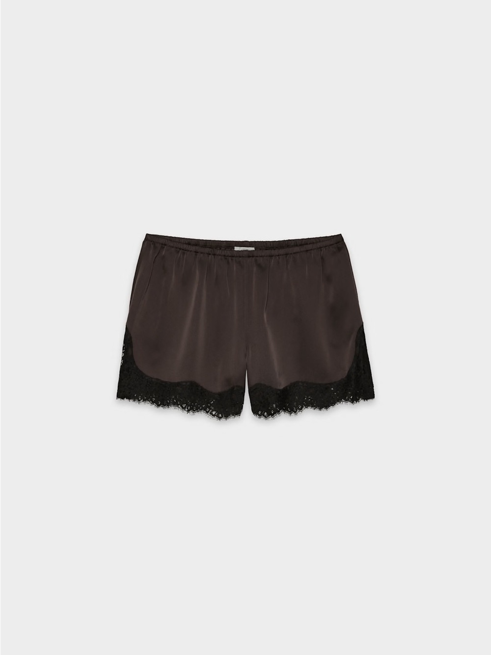 NWT - Aritzia Wilfred Whimsy Satin Shorts - Rich Mocha Brown/Black - Size Small - Picture 6 of 7